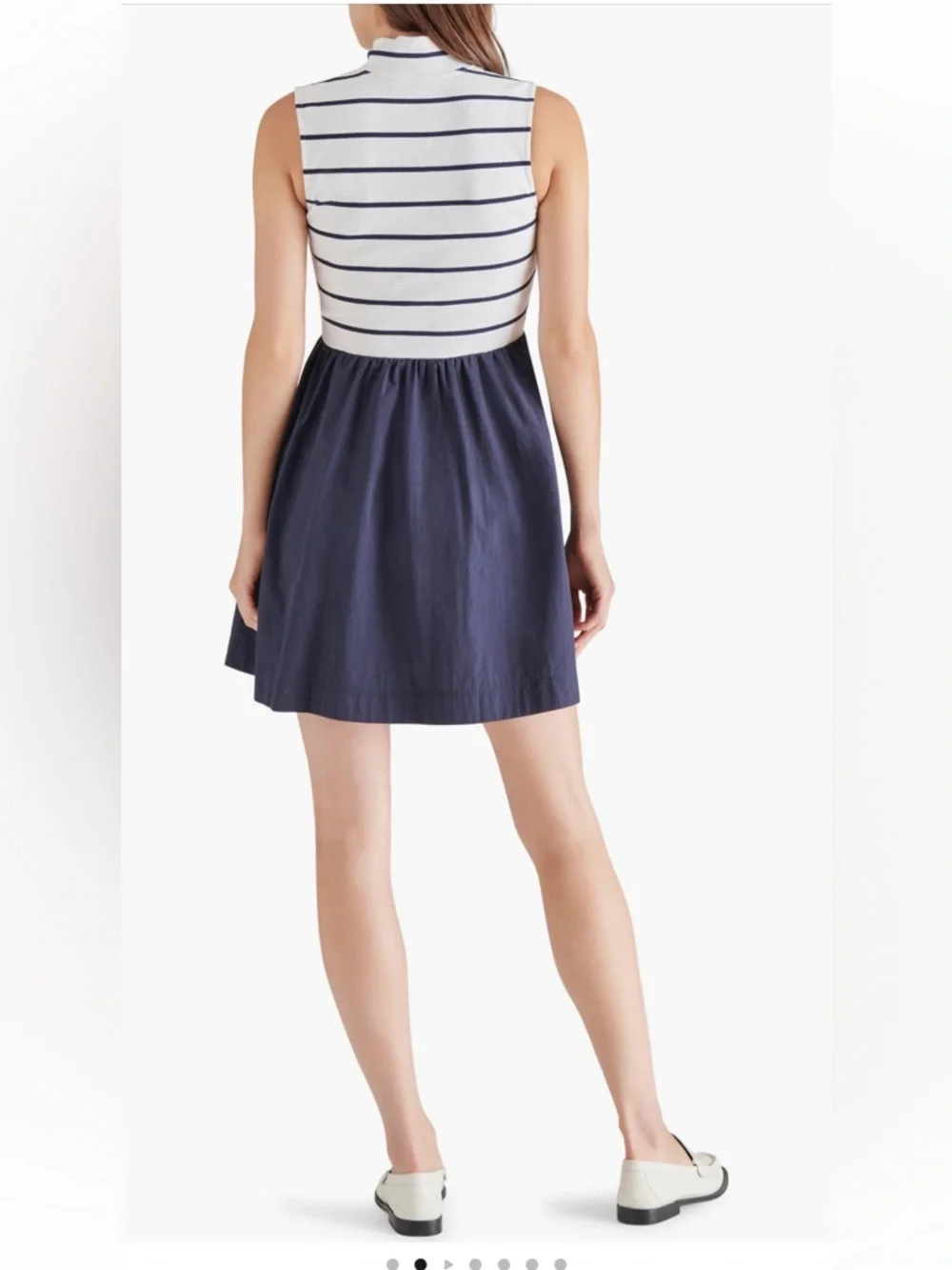 Steve Madden Lyon Halt Zip‎ Minidress mini dress navy blue stripes large NWT